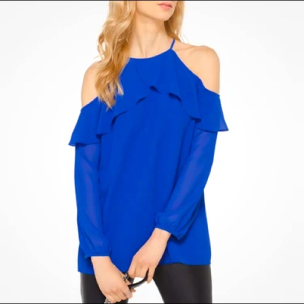Ruffled Georgette Peekaboo Blouse
